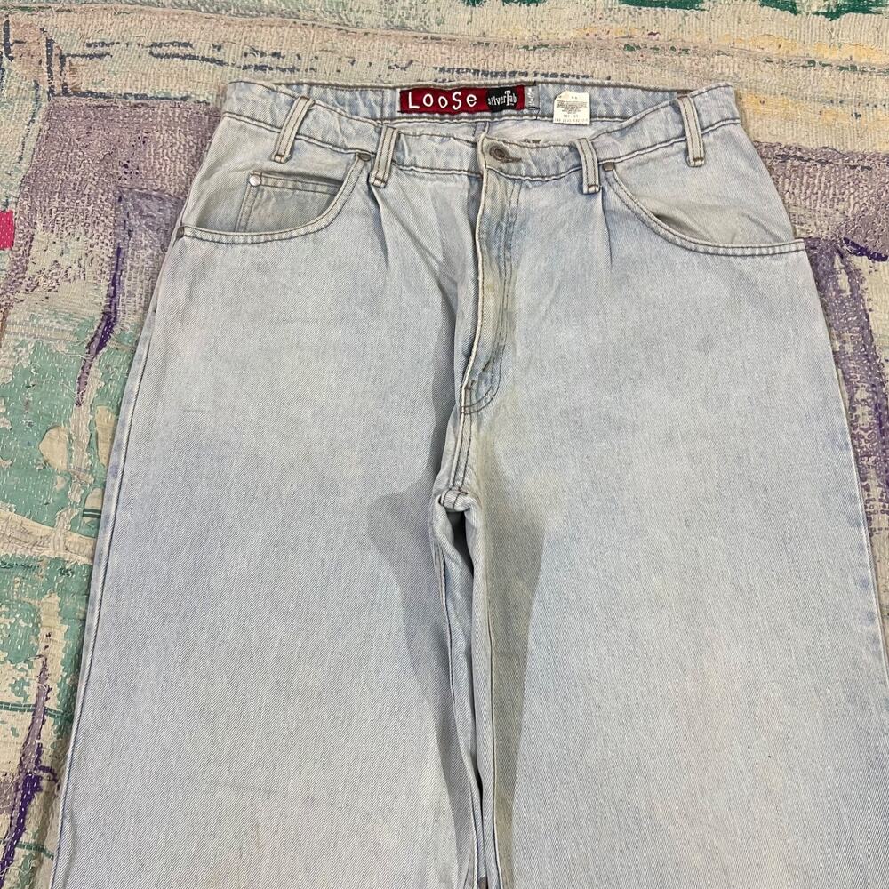 Vintage Levi's SilverTab Baggy Jeans Mens 35x33 Blue Denim Y2K Loose Lightwash - Picture 5 of 16